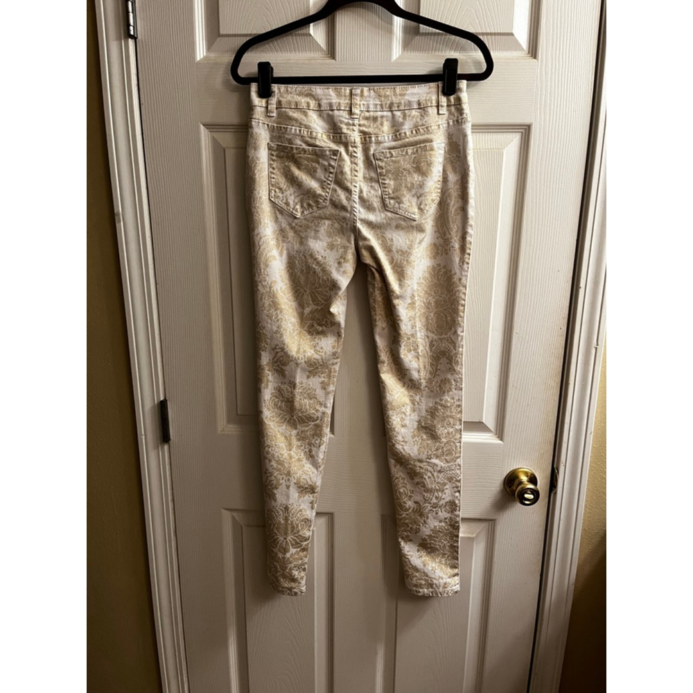 GOLD DAMASK JEANS~AZI~Skinny Jeans~White/Gold~Damask Print~4-6 - Picture 11 of 11